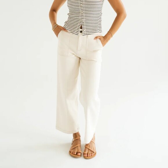 Carly Jean Los Angeles Cream Ankle Jeans - Picture 1 of 6